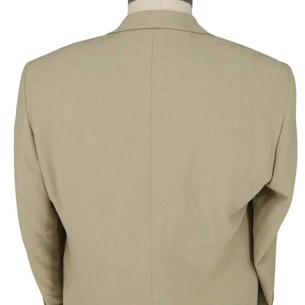 Alan Flusser Sport Coat Mens 44R Beige Silk Jacket Lined Single Vent 2 Button